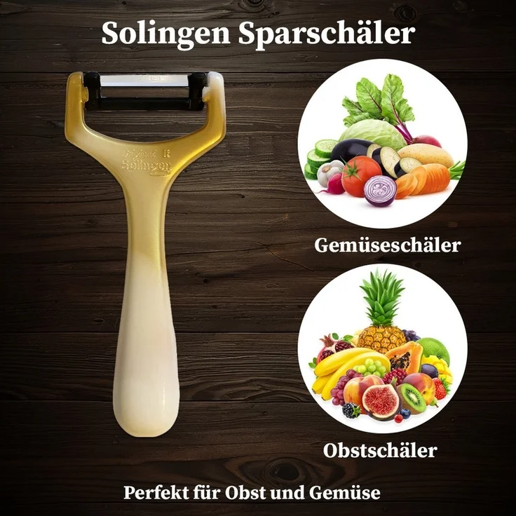 SMI Sparschäler Solingen Gemüseschäler Kartoffelschäler Sparschäler Universalschäler, (1-tlg, 1 tlg), Gold-Weiß – Bild 3