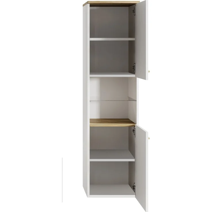 Badezimmer-Meuble Bravos 35 x 35 x 133 cm – Weiß und Weiß – Badezimmer-Meuble mit 2 Türen – Bild 3