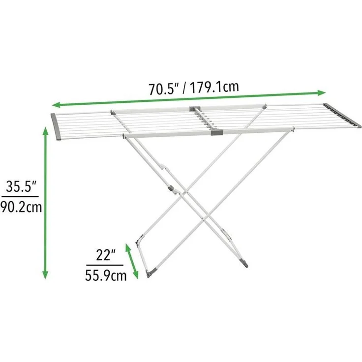 mDesign Wäscheständer Flügelwäscheständer Standtrockner ausziehbar Metall Weiß – Bild 2