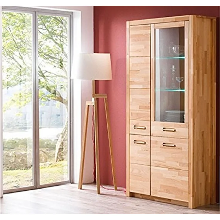 Vitrine >Leduc< in Kernbuche aus Metall - 98x203x40cm (BxHxT)
