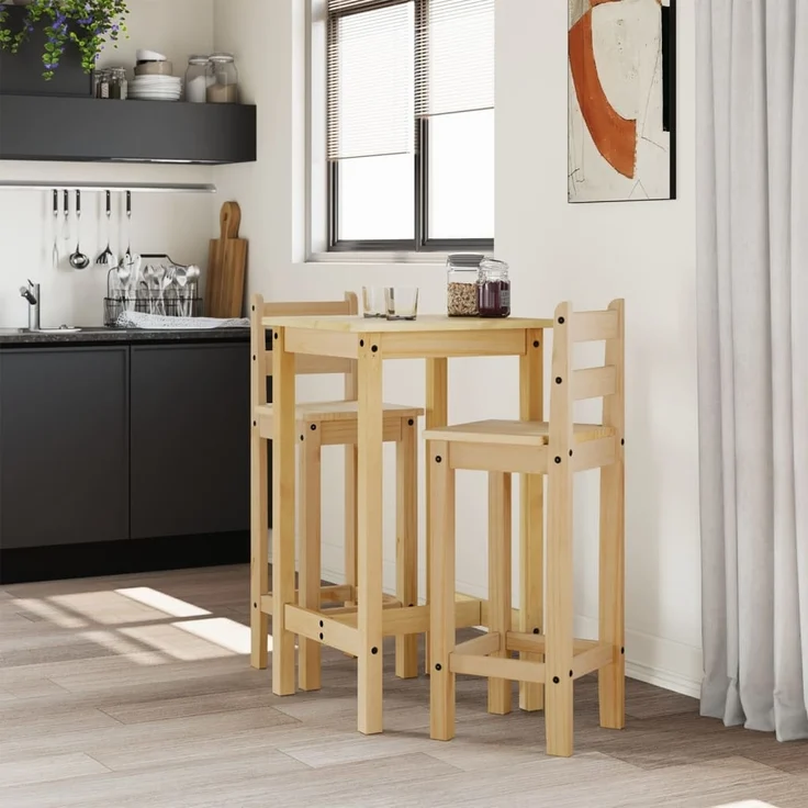 vidaXL 3-tlg. Bar-Set Massivholz Kiefer 4005687 – Bild 2
