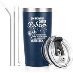 Livole Lehrerin Geschenk Thermobecher 600ml Edelstahl Becher to go Blau Rosa