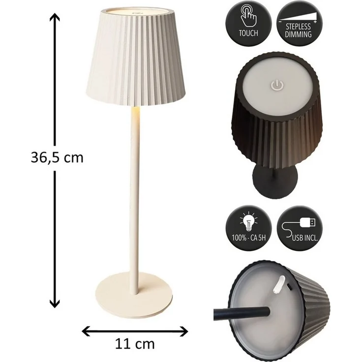 Coen Bakker Deco BV LED Tischleuchte Touch Tischlampe Dimmbar Akku In-/Outdoor IP44, Touch-Funktion, LED fest verbaut, Warmweiß, Kaltweiß, Tageslichtweiß – Bild 2