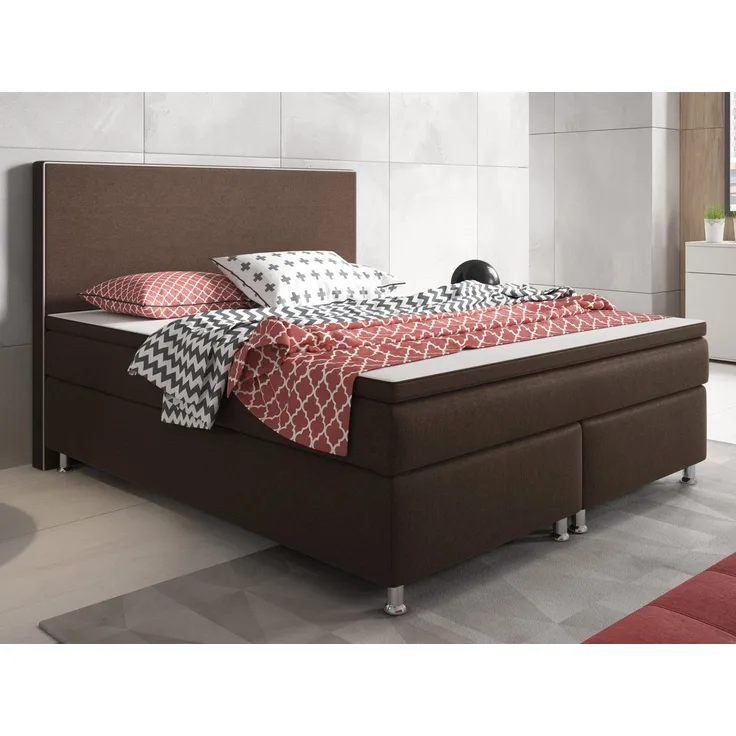 Inter Boxspringbett King Size 180x200 cm Webstoff  Braun