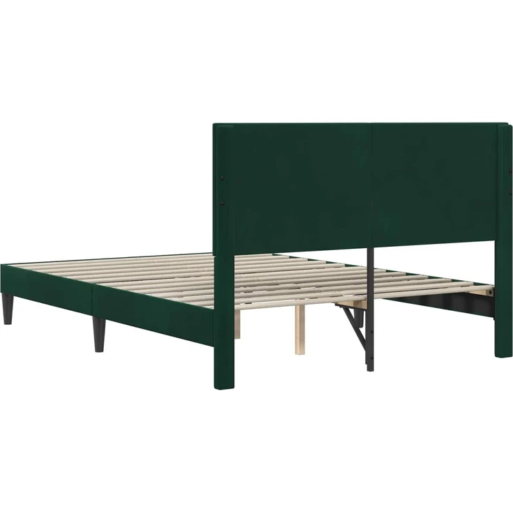 vidaXL Bettrahmen mit Kopfteil Dunkelgrün 120 x 190 cm Samt 42027651 – Bild 6