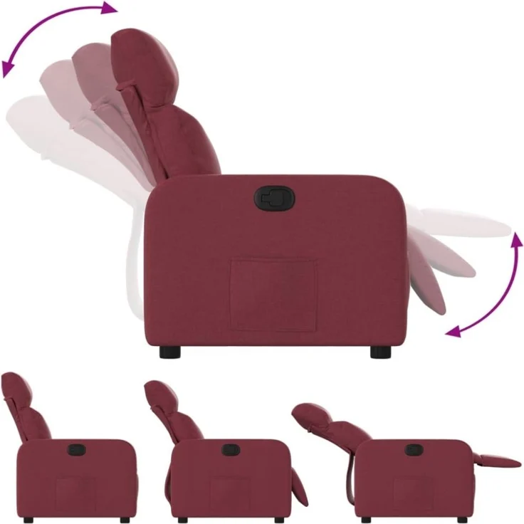 vidaXL Relaxsessel Weinrot Stoff 374168 – Bild 4