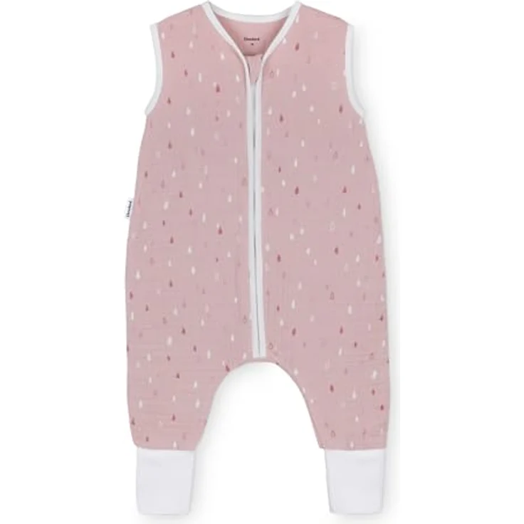 Ehrenkind® Baby Sommerschlafsack mit Füßen Musselin 0.5 TOG | aus weicher OEKO-TEX zertifizierter Bio-Baumwolle | Sommer Baby Schlafsack 0.5 TOG Gr. 80 Farbe Rosé Tropfen – Bild 2