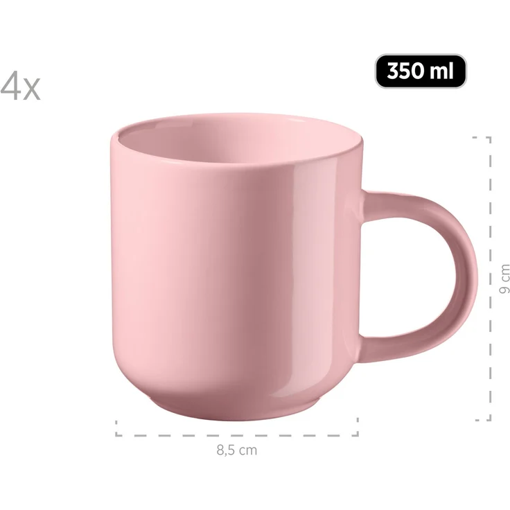 Geschirr Set für 4 Personen in modernem skandinavischem Design, 16-teiliges Kombiservice aus Keramik in Rosa – Bild 2