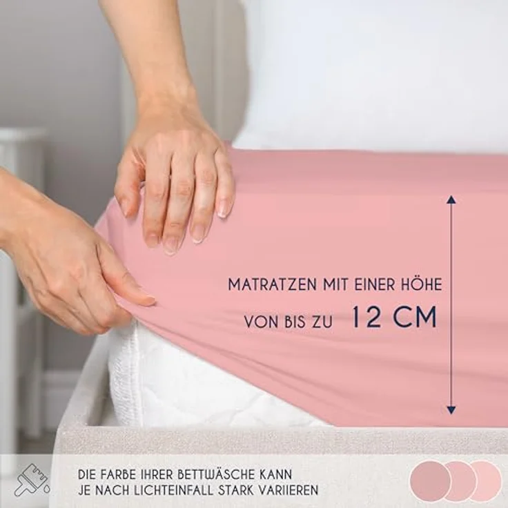 Dreamzie - Spannbettlaken 70x160 cm - Baumwolle Oeko Tex Zertifiziert - Rosa - 100% Jersey Spannbetttuch 70x160 – Bild 4