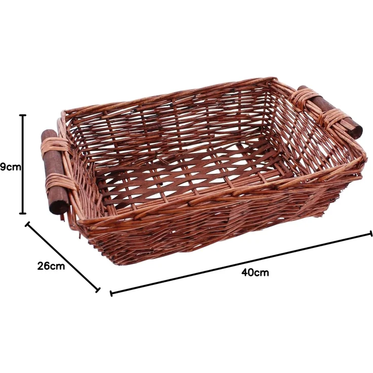 Schale mit Holzgriffen Deko Aufbewahrung Obstschale Tisch Korb 40cm – Bild 5