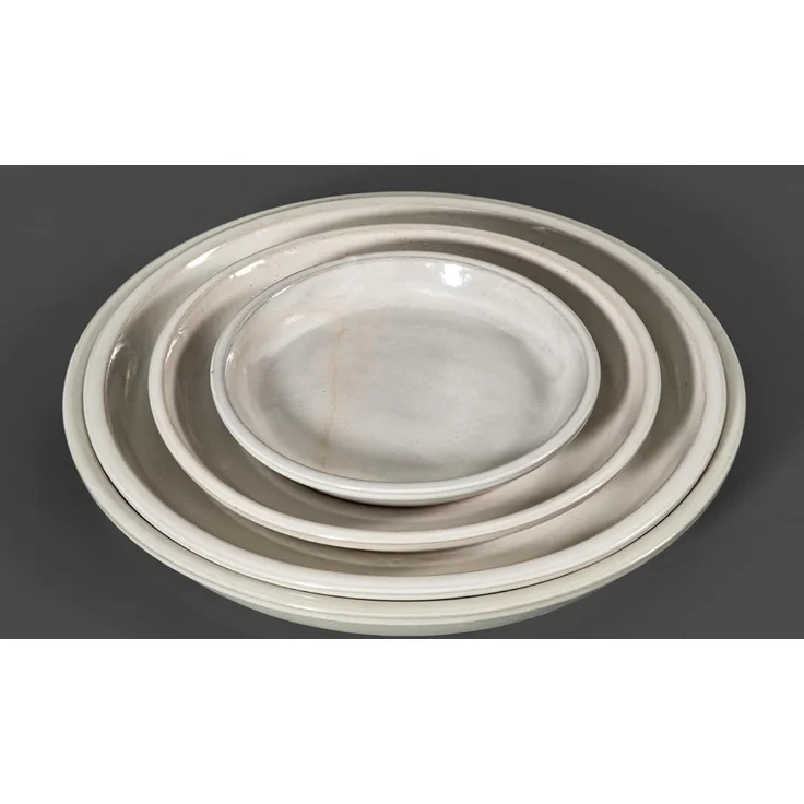 Pflanzteller Untersetzer Blumentopf Keramik 40cm Grau-Weiß Vogeltränke frostfest – Bild 8
