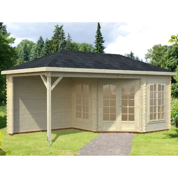 Palmako Holz-Pavillon Melanie 557x280 cm inklusiveFußboden Holzpavillon Walmdach braun