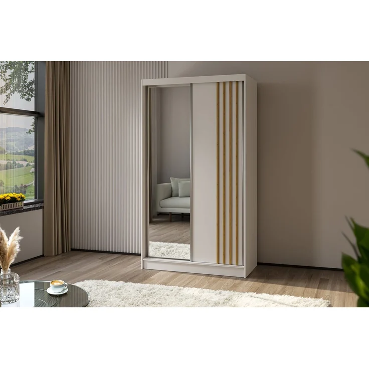 Beautysofa Schiebetürenschrank NELA II mit Spiegel, mit Lamellen, mit Schubladen – Bild 2