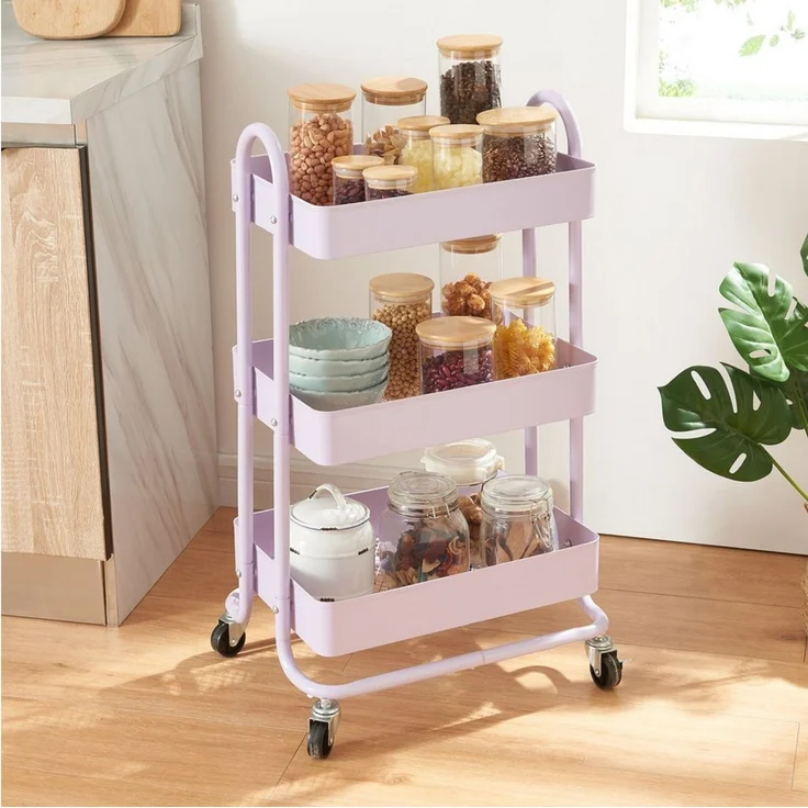 en.casa Küchenrollwagen Pyhäntä mit 4 Ebenen Lila, 103,5 x 46 x 35 cm – Bild 2