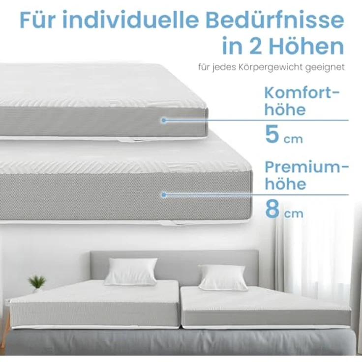 maxVitalis Viskoelastischer Matratzen-Topper, Orthopädische MemoryFoam Matratzenauflage, Viscoauflage für Matratzen & Boxspringbett, inkl. Aloe Vera Bezug (100x200 cm, Viskoschaum 4 cm) – Bild 5