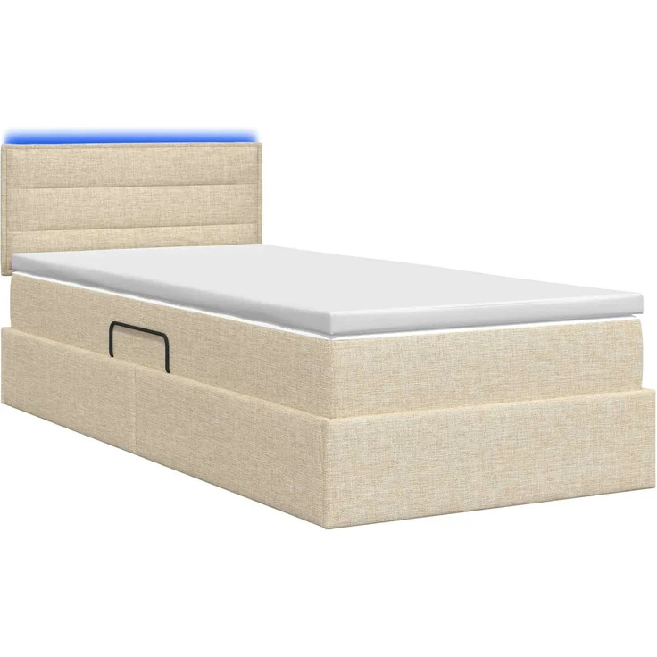 vidaXL LED-Speicherbett mit Matratze Creme 90 x 200 cm Stoff 3458977 – Bild 9