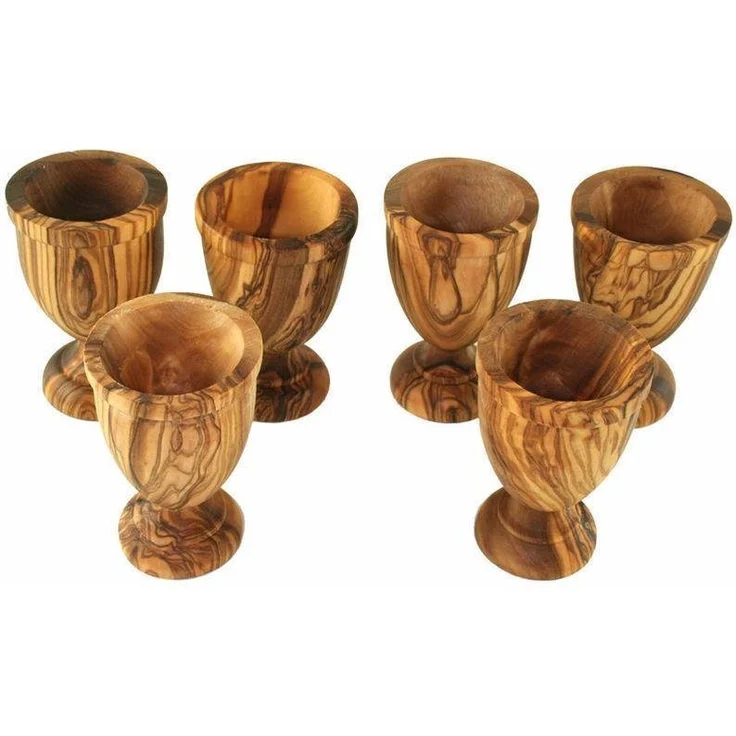 Olivenholz-erleben Eierbecher KLASSIK gedrechselt aus edlem Olivenholz, (Set, 6-tlg, 6x Eierbecher), Handarbeit, Angenehme Haptik, Lebensmittelecht & unbehandelt – Bild 1