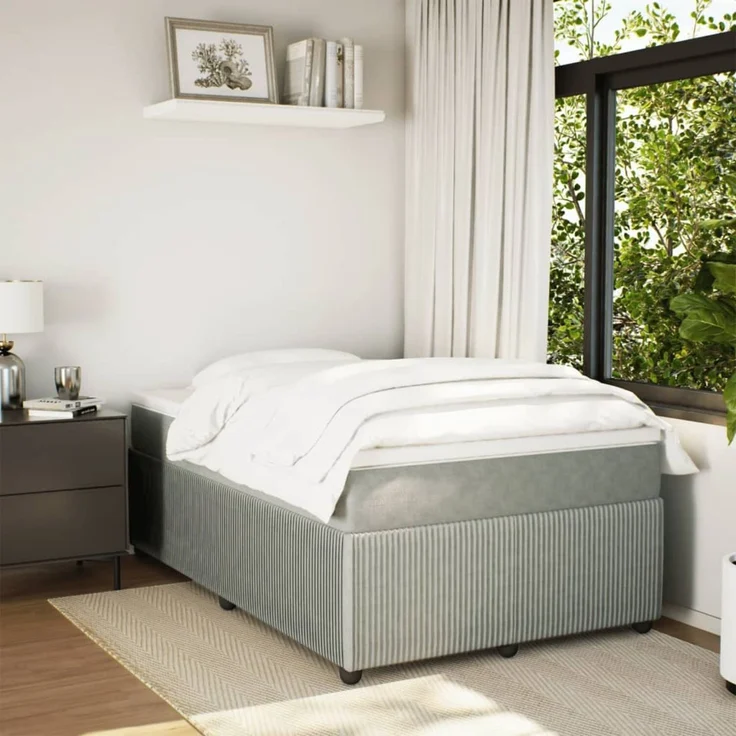vidaXL Boxspringbett mit Matratze Hellgrau 120x190 cm Samt 3285626 – Bild 3