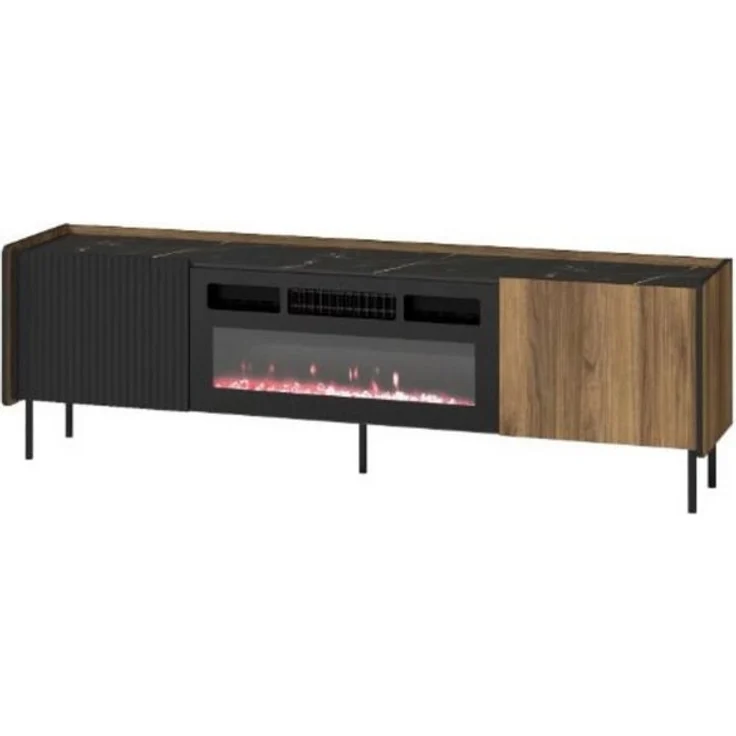 Compleo TV-Schrank zweitürig mit Elektrische Kamin COMO, Realistische LED-Flamme Modern Wohnzimmer – Bild 4
