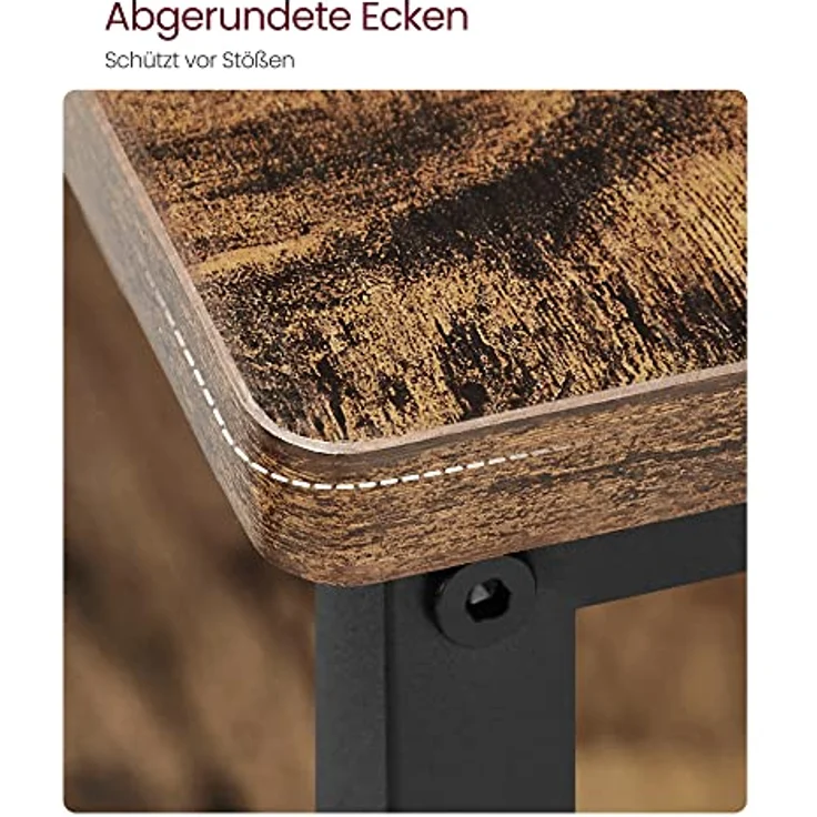 Vasagle Küchenregal mit großer Arbeitsplatte, 3-stufiges Gewürzregal, Stahlrahmen, 60 x 120 x 90 cm, industriell, leichte Montage, Vintagebraun-schwarz – Bild 8