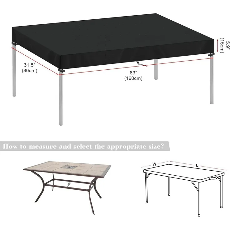 FELIXLEO Gartenmöbel-Schutzhülle Gartentisch Abdeckung 160 x 80 x 15 cm wasserdicht 420D Oxford (1-St)