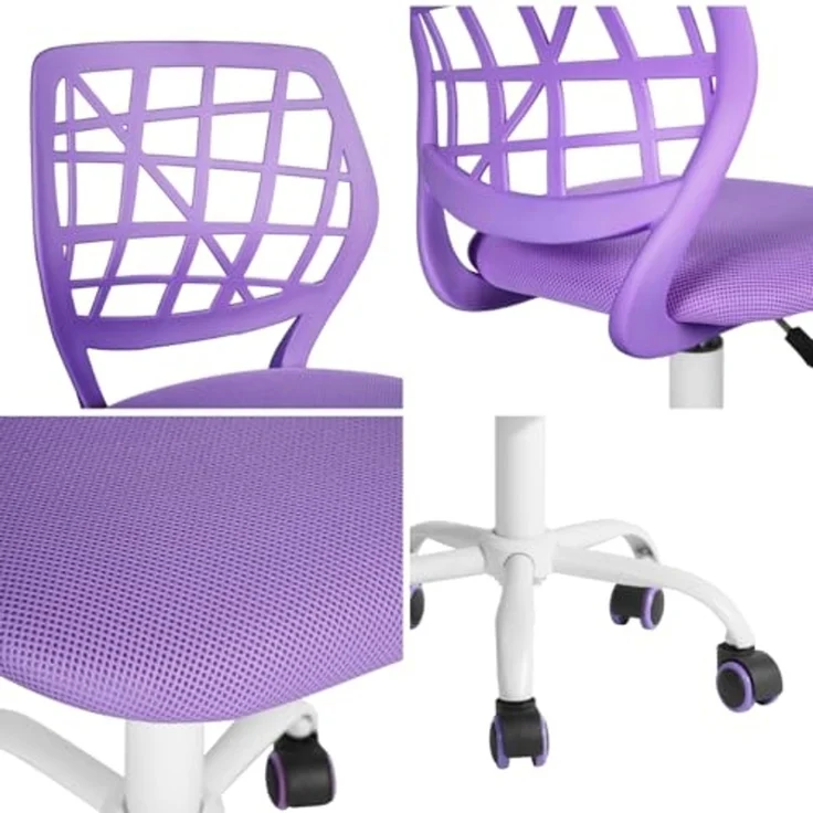 FurnitureR Kinder Schreibtischstuhl, höhenverstellbarer Drehstuhl mit kleinem Loch Rückenlehne Design, geeignet für Kinderzimmer oder Arbeitszimmer, lila I – Bild 6