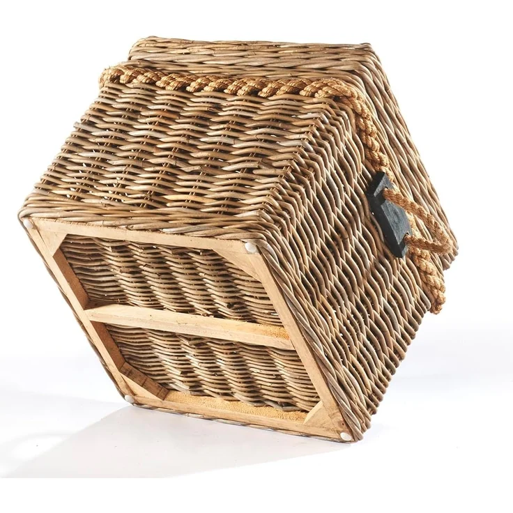 Kobolo Truhe Sitztruhe aus geflochtenem Rattan in kubu grey 50x50x45 cm – Bild 4