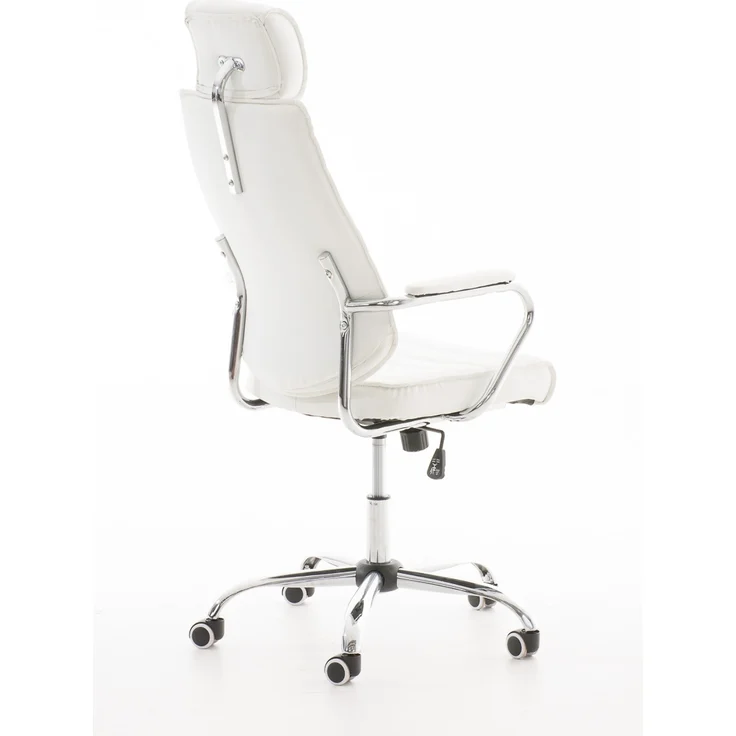 DELUKE® Bürostuhl Ergonomisch FUGOR Schreibtischstuhl mit Rollen Höhenverstellbarer Drehstuhl, Arbeitsstuhl mit Kopfstütze Chefsessel, Computerstuhl 125 kg Weiß – Bild 4