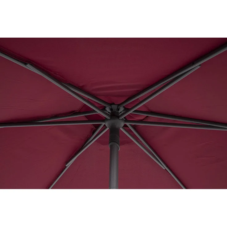 Sonnenschirm Samba aus Metall und Polyester, modern, rot, neigbar mit winddichtem Kamin – Bild 5