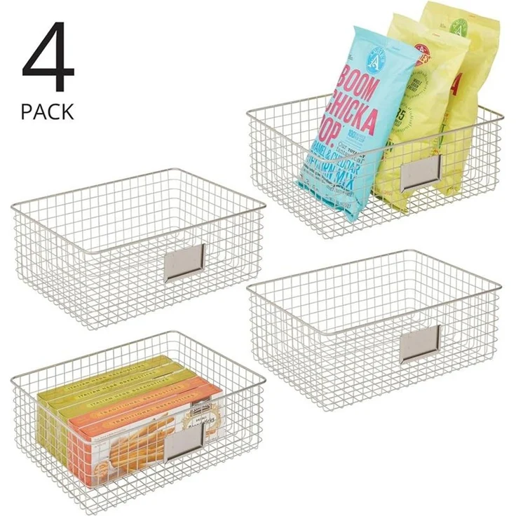mDesign Allzweckkorb Aufbewahrung Drahtkorb Organizer 4er-Set Metall Mattsilber – Bild 4