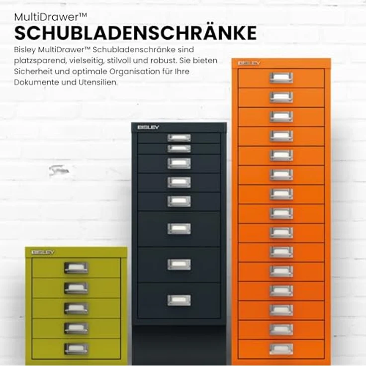 Bisley Multidrawer Schubladenschrank aus Metall mit 6 Schubladen DIN A4 ohne Sockel - Farbe: Pastellpink, L296-620 – Bild 5