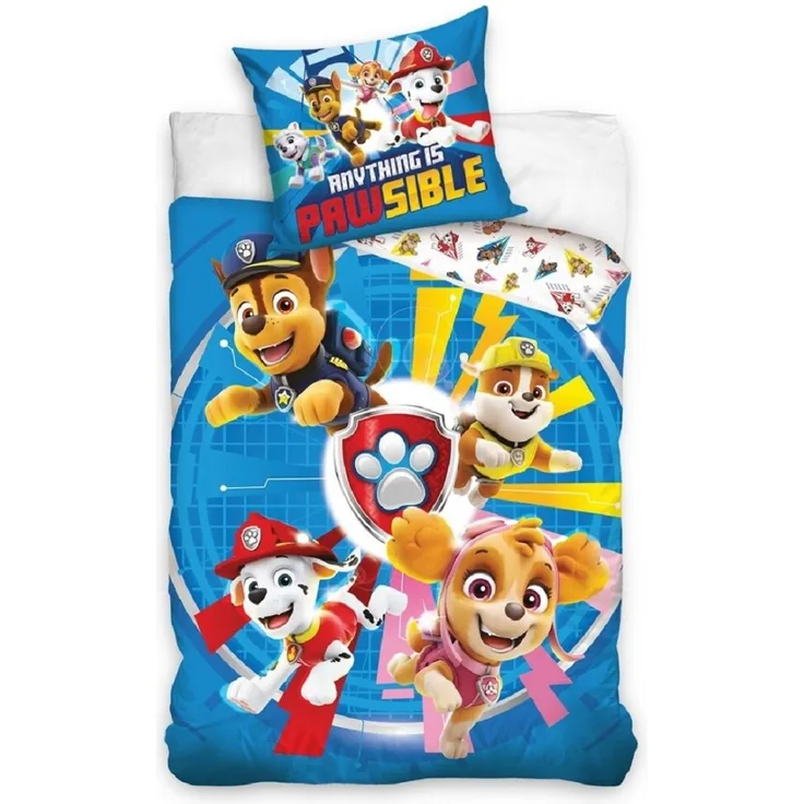 PAW Patrol Bettwäsche-Set Poly-Baumwolle 140x200 cm Bettbezug + 65x65 cm Kissenbezug
