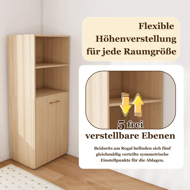 Ausziehbarer Schreibtisch mit Stauraumschrank und Rollen, 126x55x136 cm, Naturholz – Bild 8