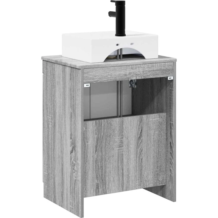 vidaXL Waschbeckenschrank Grau Sonoma 54 x 41 x 99,5 cm Holzwerkstoff 3404246 – Bild 7