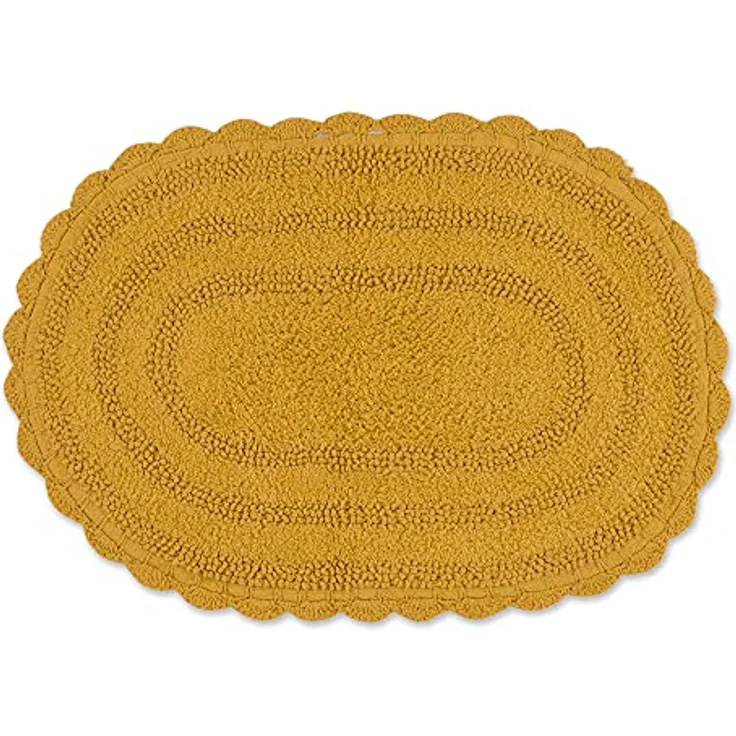 DII Crochet Collection Wende-Badematte, klein, oval, 43 x 61 cm, Honiggold. – Bild 1