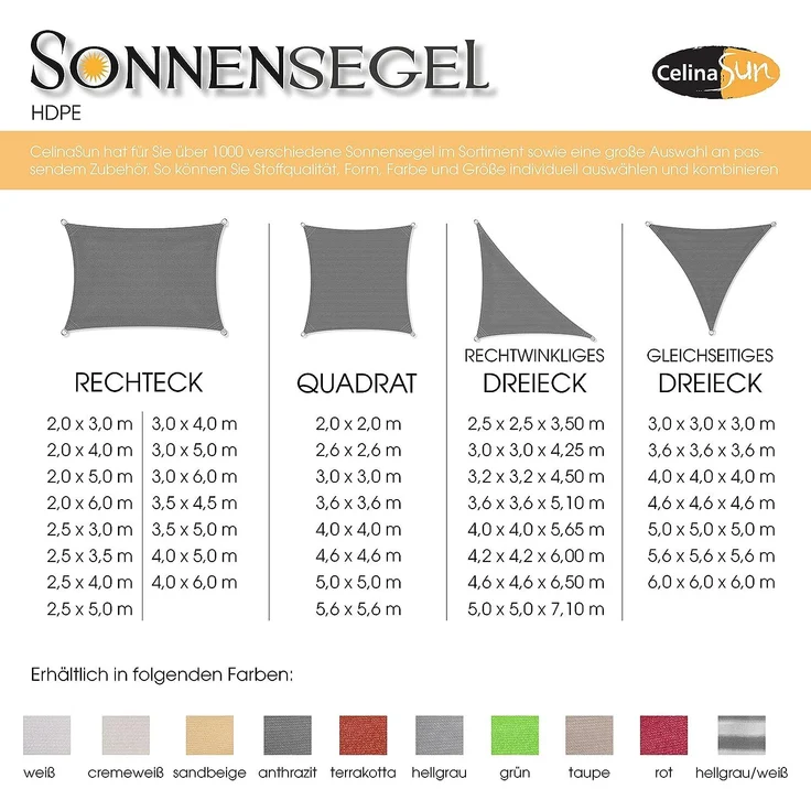CelinaSun Sonnensegel nkl Befestigungsseile HDPE wetterbeständig atmungsaktiv Dreieck 3 x 3 x 3 m Sand beige – Bild 4