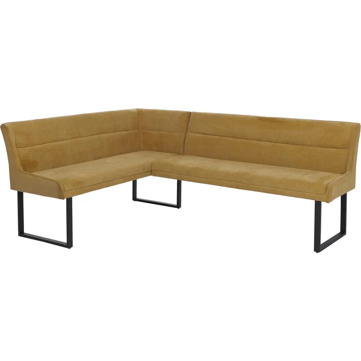 Eckbank HWC-O81, Esszimmerbank Bank, Öko-Tex (310g/m²) Chenille Stoff/Textil Metall 159x210 cm ~ senfgelb – Bild 9