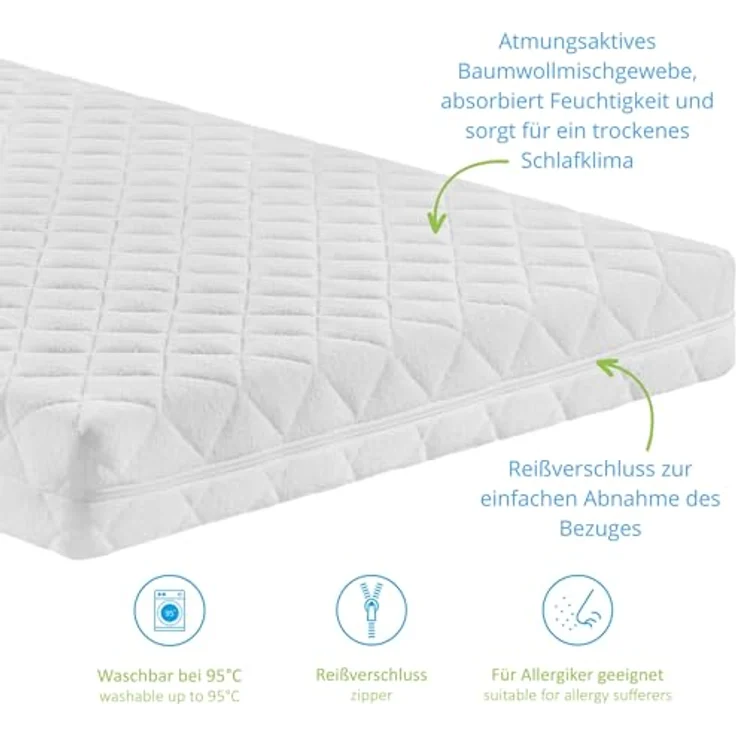 Bodyprotect Kindermatratze 80x160 cm, Komfortschaum Kinder & Baby Matratze, Babymatratze, Komfortschaummatratze 80x160 cm, Höhe ca. 9cm, Made in EU, Oeko-Tex, waschbar bis 95 Grad – Bild 3