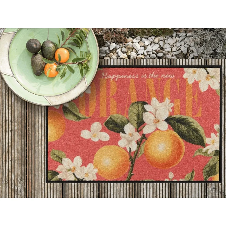 Salonloewe Fußmatte Salonloewe HAPPY ORANGE Fußmatte Wohnmatte 50 x 75 cm, Rechteckig, Höhe: 7 mm, In- und Outdoor, waschbar bei 40° Grad und trocknergeeignet – Bild 2