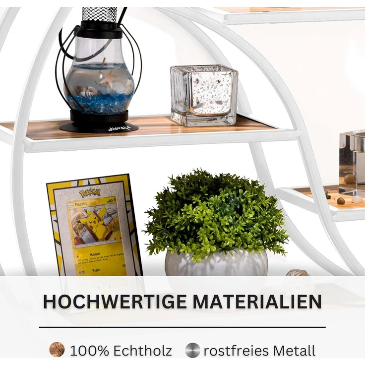 Coradoma Wandregal Weiß Metall - Hängeregal für Deko Wohnzimmer Modern 56x14cm | Schweberegal Rund zur Dekoration Badezimmer Deko Schlafzimmer | Küchenregal Zimmer Deko Aesthetic Wanddeko – Bild 5