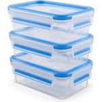 Emsa N10312 Frischhaltedosen-Set, Transparent / Blau, 3x0,55 L