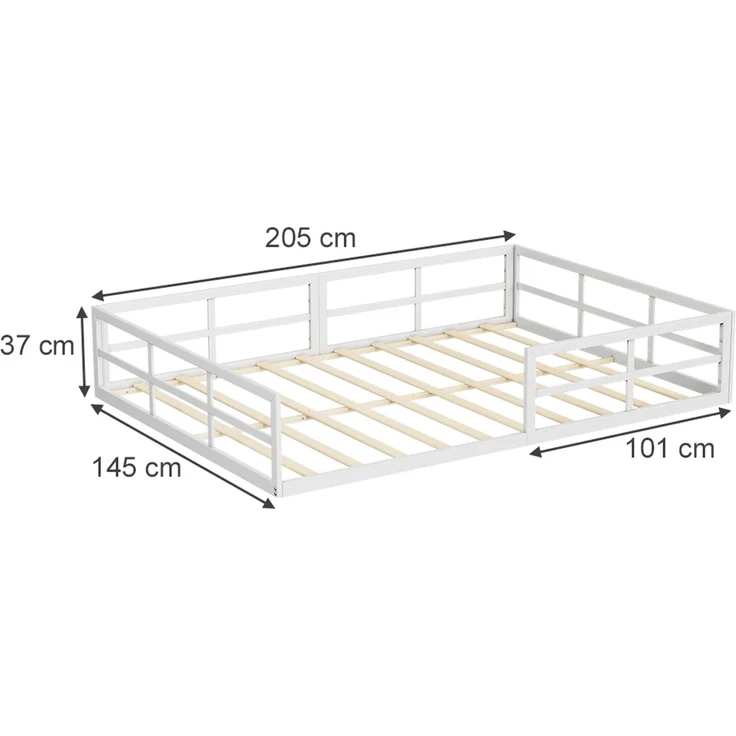 Bodenbett aus Metall Minno Weiß 205 x 145 cm ohne Matratze Vitalispa – Bild 2