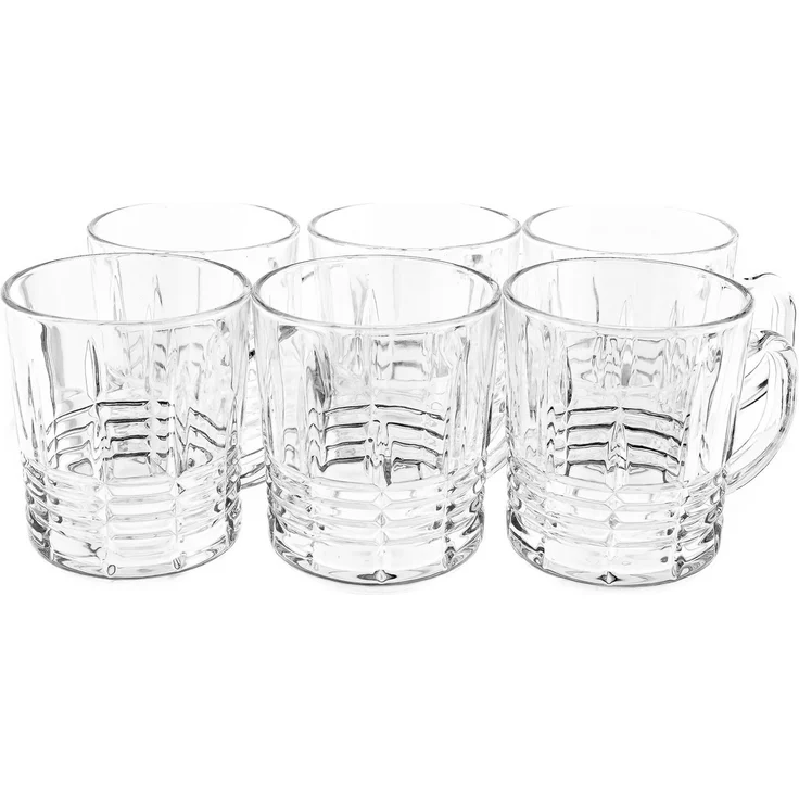 6er Set Henkelgläser - Transparent mit dekorativem Linienmuster, 240 ml – Bild 3