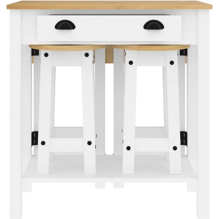 vidaXL 3-tlg. Bar-Set Weiß Massivholz Kiefer 4005698 – Bild 4