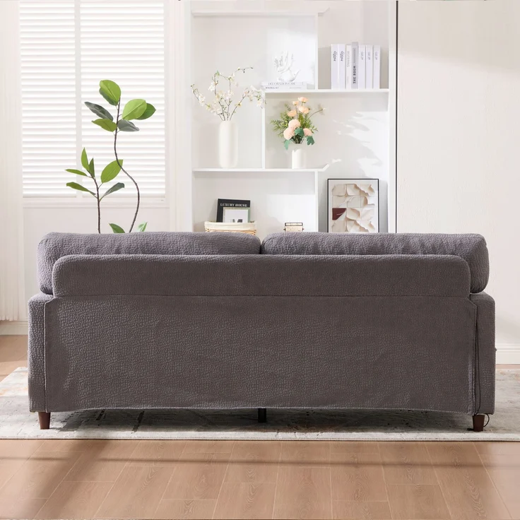 Zweisitzer-Sofa Chenille-Bezug, extraweiche Polsterung & hochverdichteter Schaumstoff, USB‑C, dimmbare LED‑Leiste,hellgrau – Bild 4