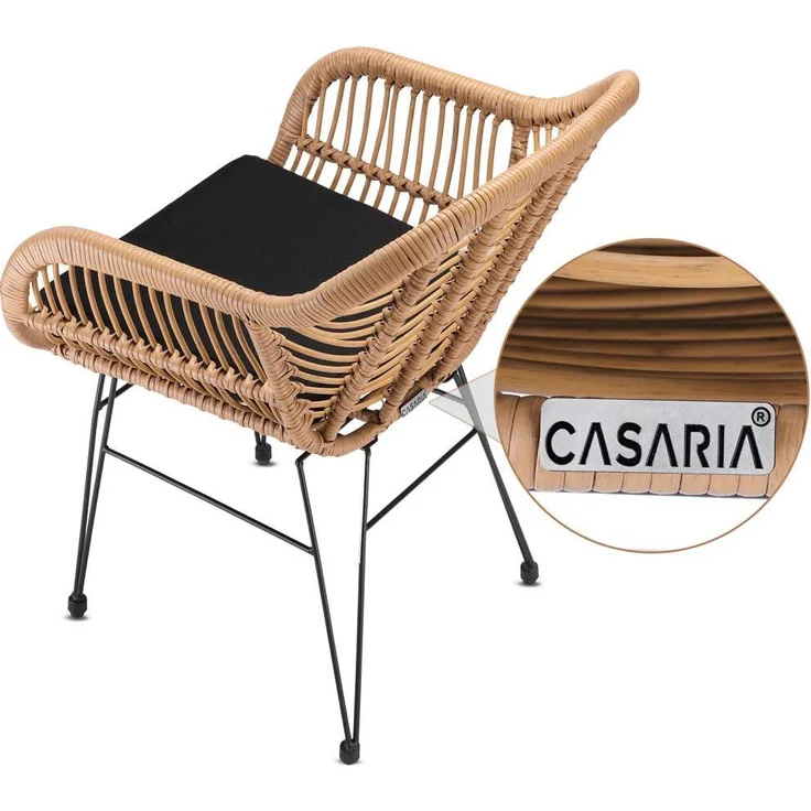 Casaria 'BALI ' Balkonset, 3-tlg, Wetterfest, Polyrattan, pulverbeschichteter Stahl, Rattan Look – Bild 7