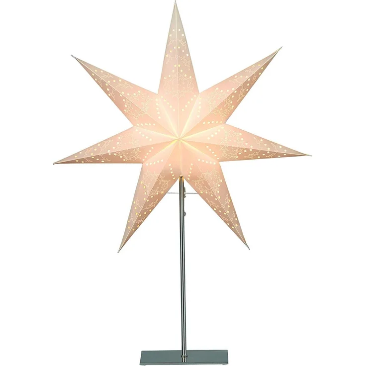 Stehlampe Weihnachtsstern Sensy von Star Trading, 3D Papierstern Weihnachten in Weiß mit Metall-Fuß, Dekostern Stehleuchte mit Kabelschalter, E14, Höhe: 78cm – Bild 4