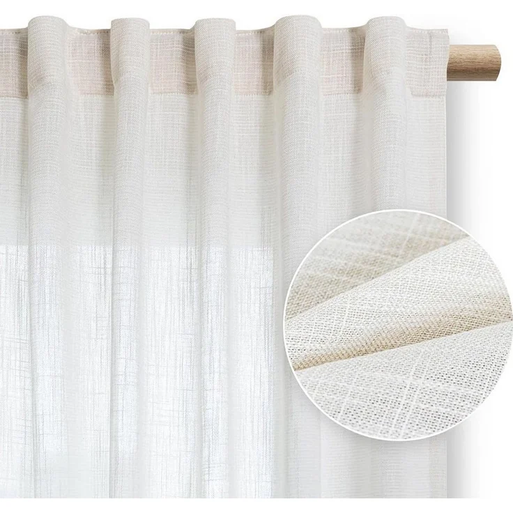 Restilo Gardine Gardine Stangendurchzug Vorhang Viskose Microfaser Transparent Muster (1 St), Stangendurchzug, halbtransparent, Microfaser mit Viskose – Bild 1