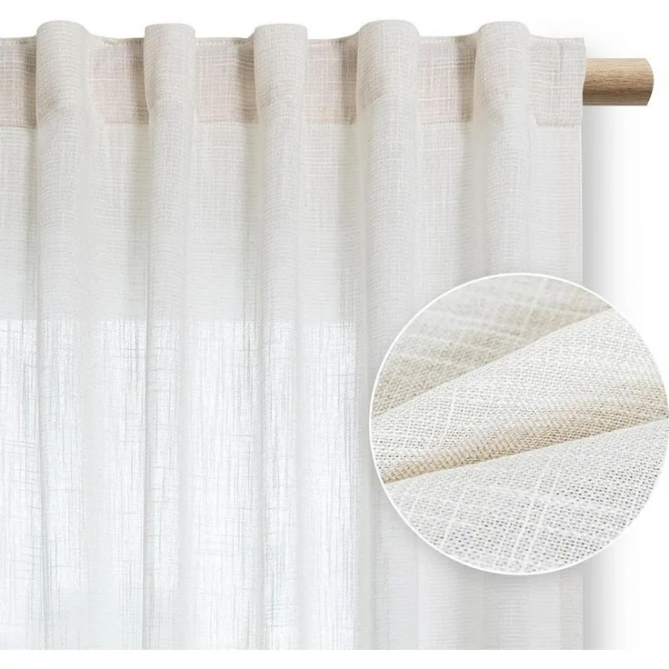 Restilo Gardine Gardine Stangendurchzug Vorhang Viskose Microfaser Transparent Muster (1 St), Stangendurchzug, halbtransparent, Microfaser mit Viskose