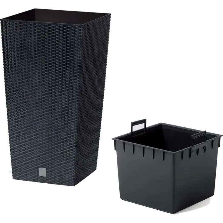 Polyrattan-Pflanztopf mit Einsatz Rattanoptik 26 x 50,5 x 26cm